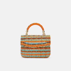 Round raffia crossbody bag