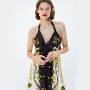 Patchwork print oversized blouse